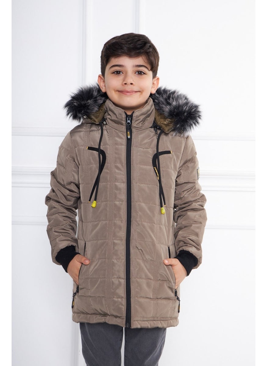 Cream Boy Water and Windproof Detachable Hooded Velvet Coat & Jacket