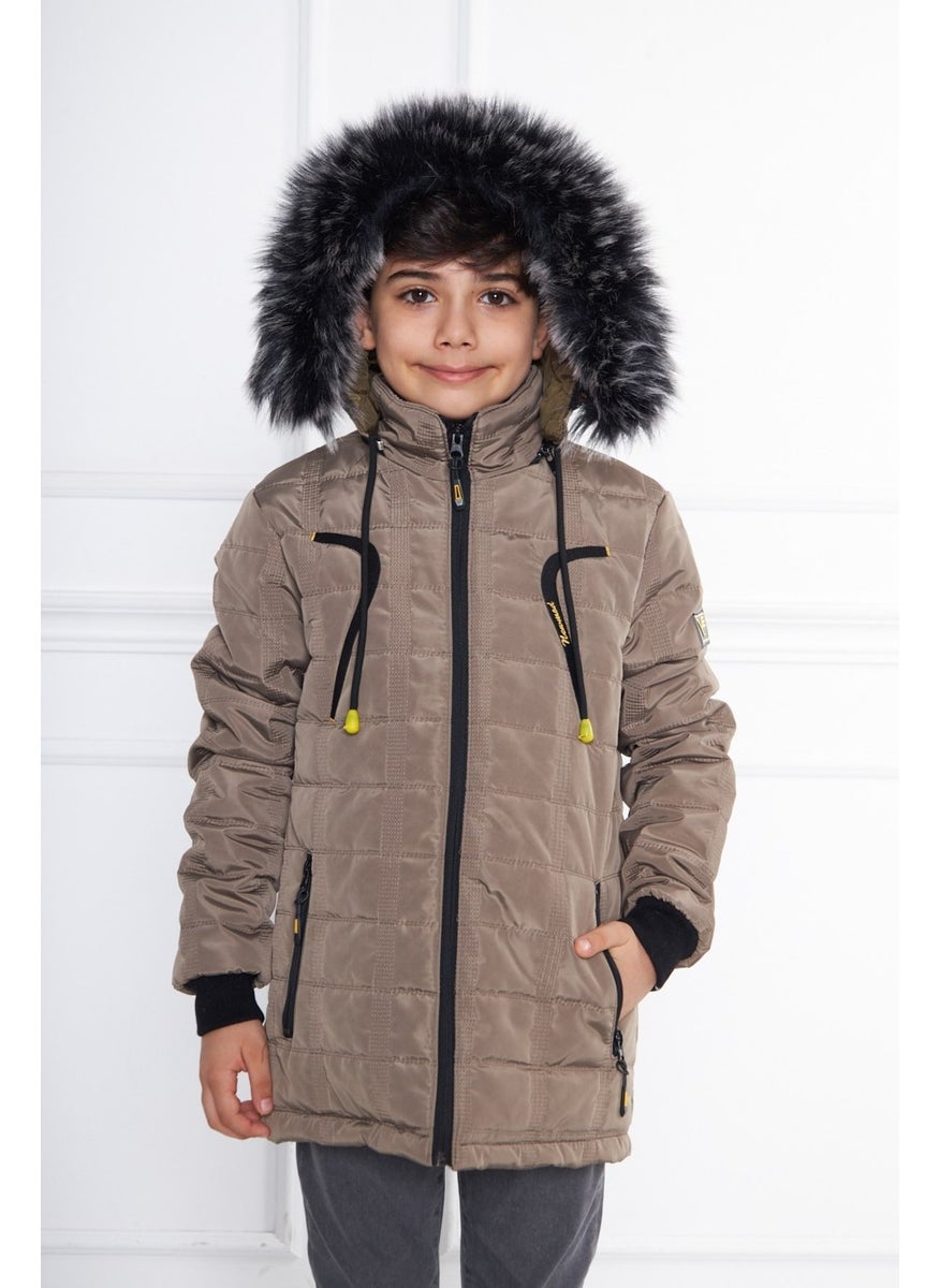 Cream Boy Water and Windproof Detachable Hooded Velvet Coat & Jacket