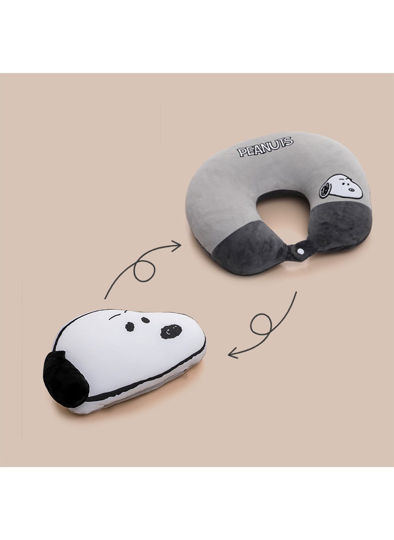 Official genuine Snoopy Snoopy deformable U-shaped pillow neck pillow ins travel pillow doll a generation of hair Grey