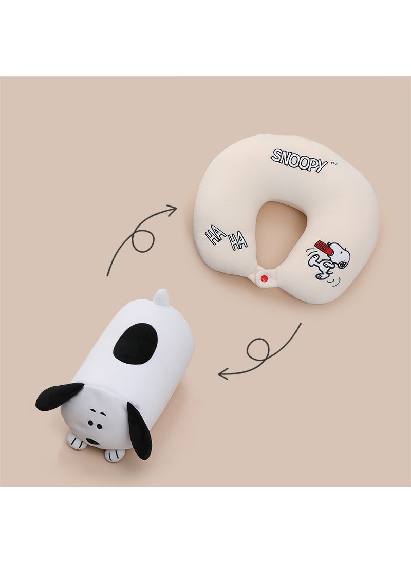 Official genuine Snoopy Snoopy deformable U-shaped pillow neck pillow ins travel pillow doll a generation of hair Beige