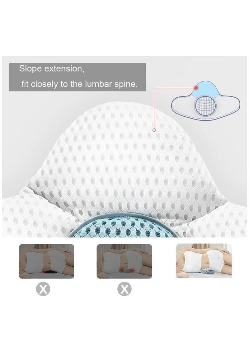 Lumbar Support Pillow for Sleeping, Height Adjustable, 3D Lower Back Support Pillow Waist Sciatic Pain Relief Cushion Reduce Pain for Bed Rest - Side, Back and Stomach Sleepers