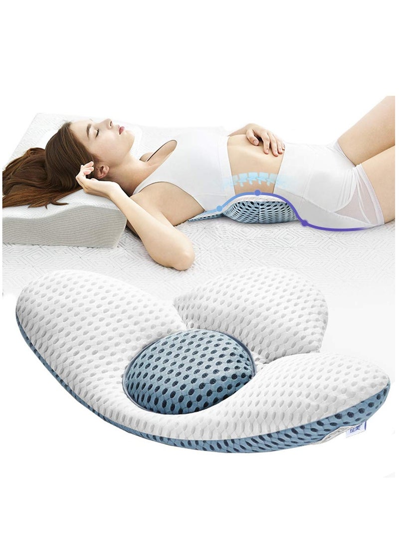 Lumbar Support Pillow for Sleeping, Height Adjustable, 3D Lower Back Support Pillow Waist Sciatic Pain Relief Cushion Reduce Pain for Bed Rest - Side, Back and Stomach Sleepers