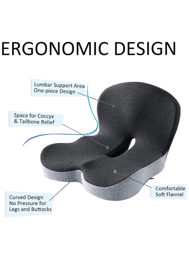 Support Pillow Seat Cushion for Office Chair Pressure Relief Sciatica & Tailbone Pain Relief Memory Foam Firm Coccyx Pad for Long Sitting