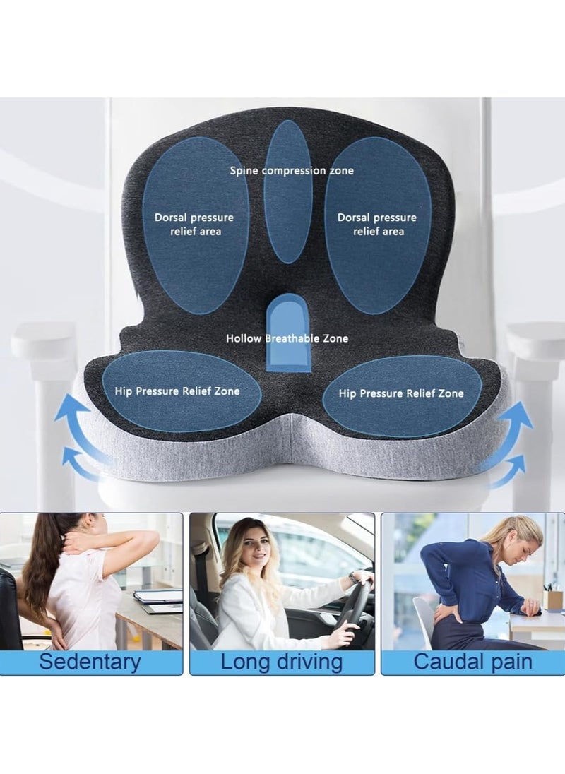 Support Pillow Seat Cushion for Office Chair Pressure Relief Sciatica & Tailbone Pain Relief Memory Foam Firm Coccyx Pad for Long Sitting