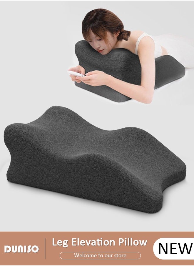 Leg Elevation Pillow with Memory Foam, High-Density Leg Rest Elevating Wedge Pillow Relieves Leg Pain, Hip & Knee Pain, Improves Blood Circulation, Reduces Swelling, Detachable Lumbar Support Pillow for Sleeping Reading