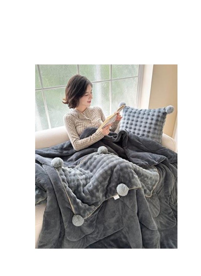 Wool Ball Style Pillow And Blanket Can Be Used For Both Car And Sofa Cushions, Suitable For Travel, Airplanes, Trains, Beds, Offices, And Rest