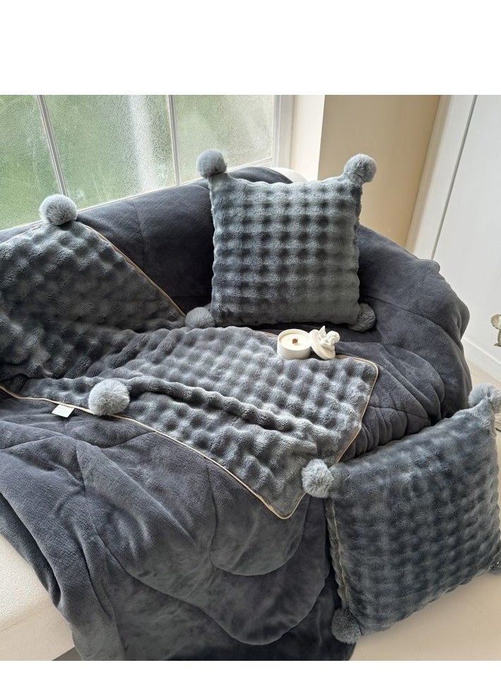 Wool Ball Style Pillow And Blanket Can Be Used For Both Car And Sofa Cushions, Suitable For Travel, Airplanes, Trains, Beds, Offices, And Rest