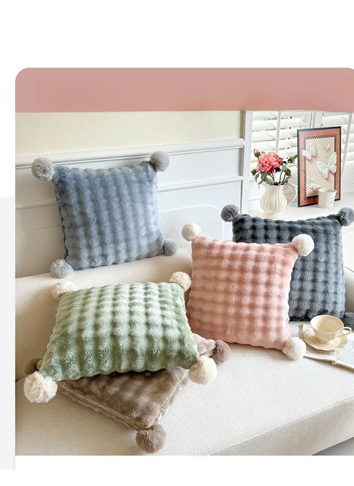 Wool Ball Style Pillow And Blanket Can Be Used For Both Car And Sofa Cushions, Suitable For Travel, Airplanes, Trains, Beds, Offices, And Rest