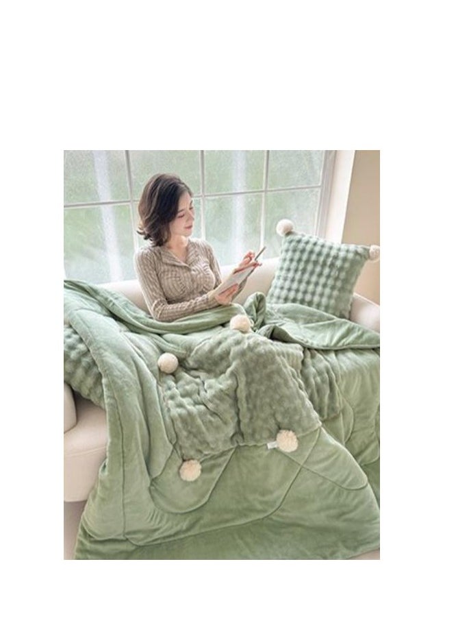 Wool Ball Style Pillow And Blanket Can Be Used For Both Car And Sofa Cushions, Suitable For Travel, Airplanes, Trains, Beds, Offices, And Rest