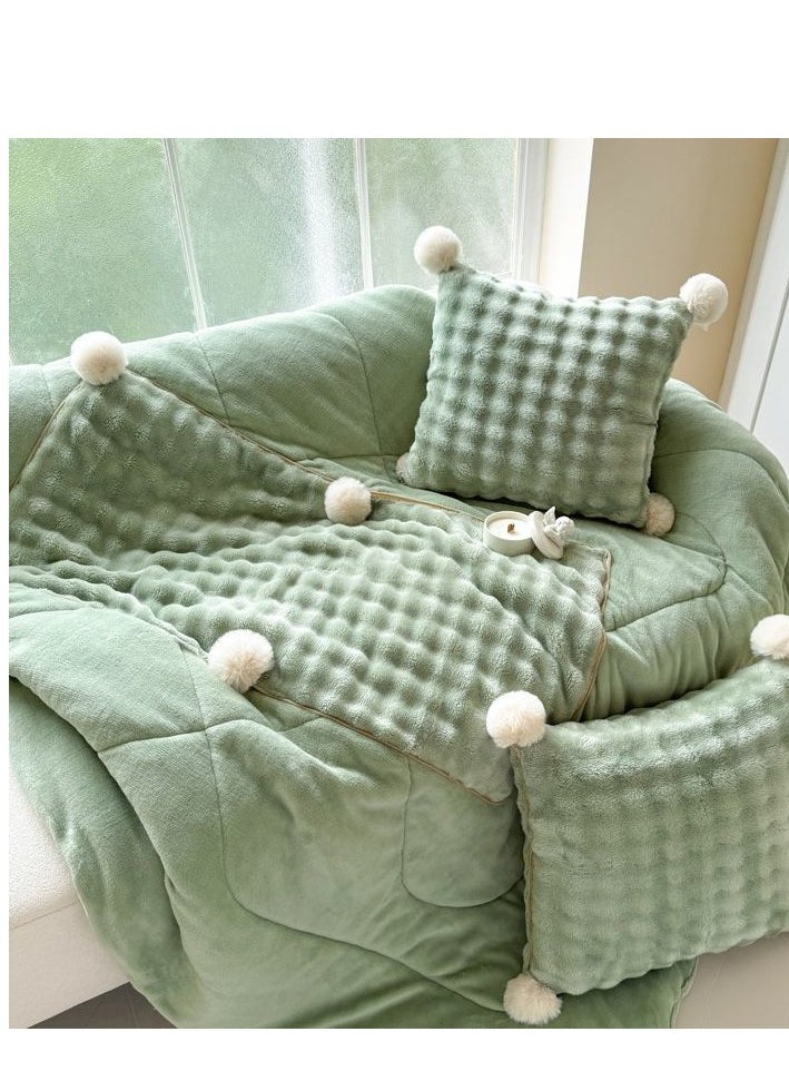 Wool Ball Style Pillow And Blanket Can Be Used For Both Car And Sofa Cushions, Suitable For Travel, Airplanes, Trains, Beds, Offices, And Rest