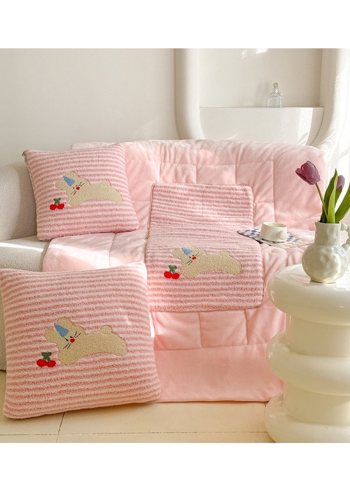 Towel Embroidery Pillow And Blanket Can Be Used For Both Car And Sofa Cushions, Suitable For Travel, Airplanes, Trains, Beds, Offices, And Rest