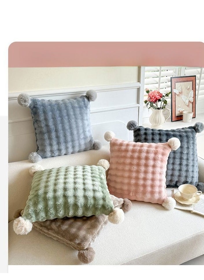 Wool Ball Style Pillow And Blanket Can Be Used For Both Car And Sofa Cushions, Suitable For Travel, Airplanes, Trains, Beds, Offices, And Rest