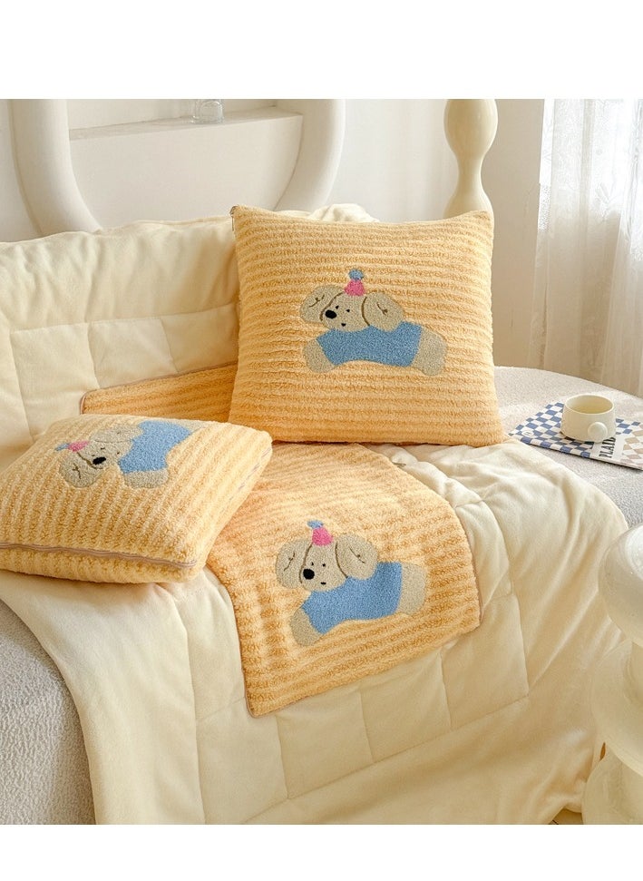 Towel Embroidery Pillow And Blanket Can Be Used For Both Car And Sofa Cushions, Suitable For Travel, Airplanes, Trains, Beds, Offices, And Rest