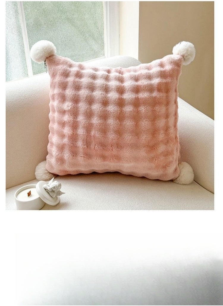 Wool Ball Style Pillow And Blanket Can Be Used For Both Car And Sofa Cushions, Suitable For Travel, Airplanes, Trains, Beds, Offices, And Rest