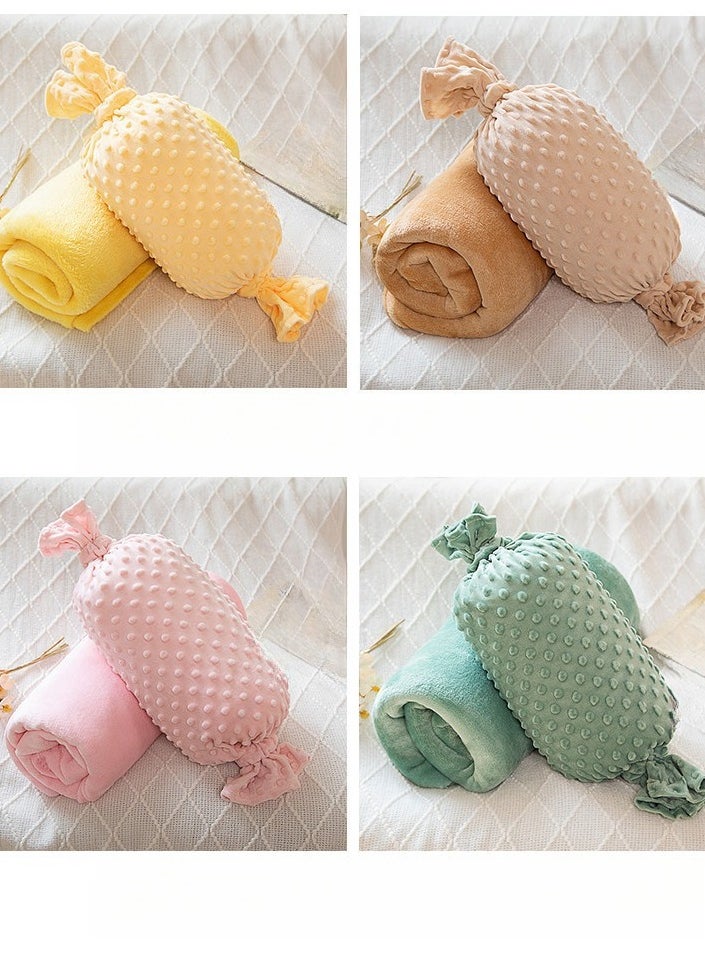 Candy Bean Pillow And Blanket Can Be Used For Both Car And Sofa Cushions, Suitable For Travel, Airplanes, Trains, Beds, Offices, And Rest