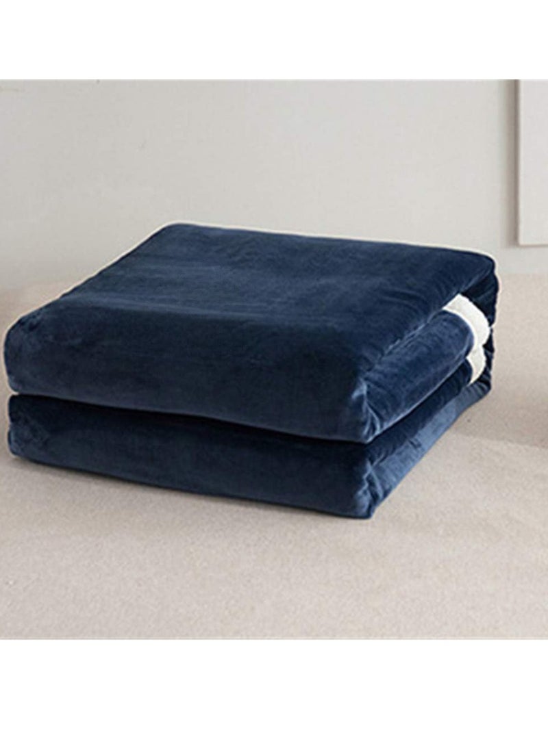 Pure Color Lamb Cashmere Fleece Blanket, Universal In All Seasons, Double-sided Plush Blanket for Sofa and Camping, 100cm/120cm-0.6kg, (Navy blue)