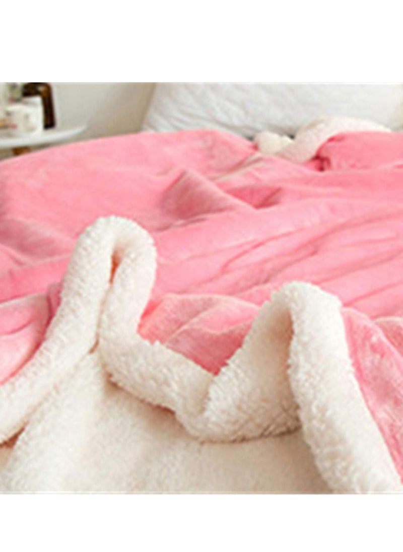 Pure Color Lamb Cashmere Fleece Blanket, Universal In All Seasons, Double-sided Plush Blanket for Sofa and Camping, 100cm/120cm-0.6kg, ((Pink)