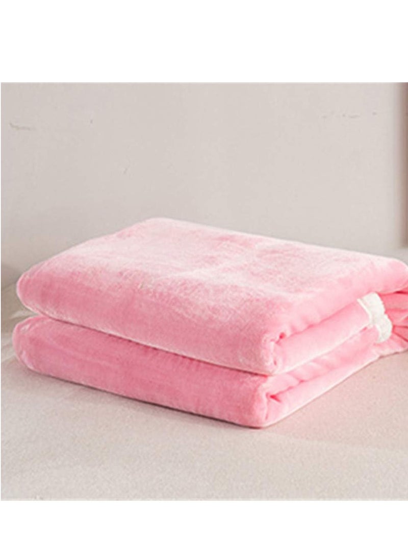 Pure Color Lamb Cashmere Fleece Blanket, Universal In All Seasons, Double-sided Plush Blanket for Sofa and Camping, 100cm/120cm-0.6kg, ((Pink)