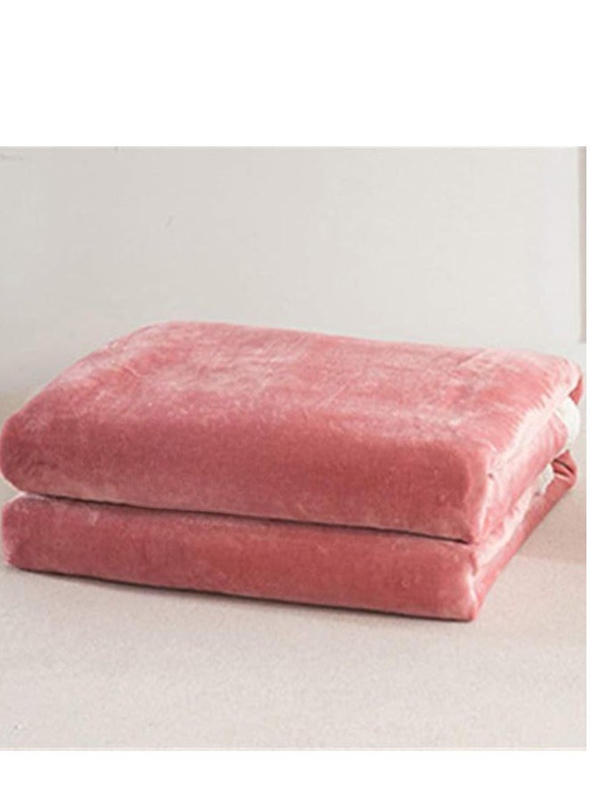 Pure Color Lamb Cashmere Fleece Blanket, Universal In All Seasons, Double-sided Plush Blanket for Sofa and Camping,100cm/120cm-0.6kg, ((Bean Paste)