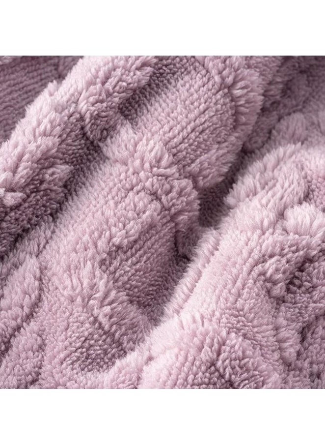 Jacquard Sherpa Blanket Single Size Twin Plush Bed Blanket Single 160x220cm Flannel Fleece Reversible Lamb Blanket ,Warm And Plush Throw Blanket For Bed Sofa Travel Couch , (Lilac)