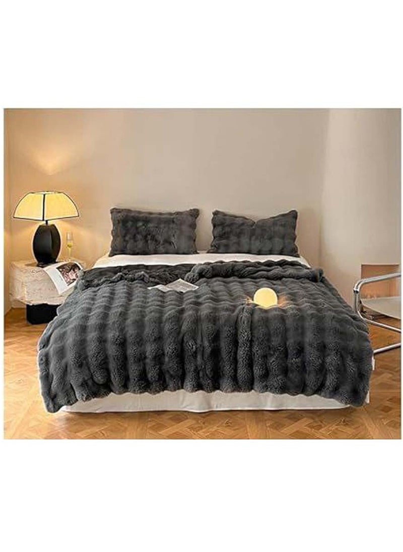 Soft Plush Throw Blanket ,Super Soft Cozy Fuzzy Blanket Faux Fur Blanket for Couch Bed and Sofa ,100 x 150cm,(Dark grey)