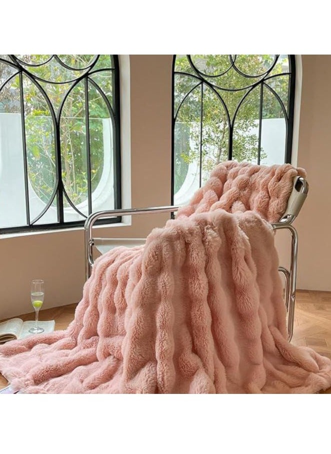 Soft Plush Throw Blanket ,Super Soft Cozy Fuzzy Blanket Faux Fur Blanket for Couch Bed and Sofa ,(100 x 150cm),( Pink)