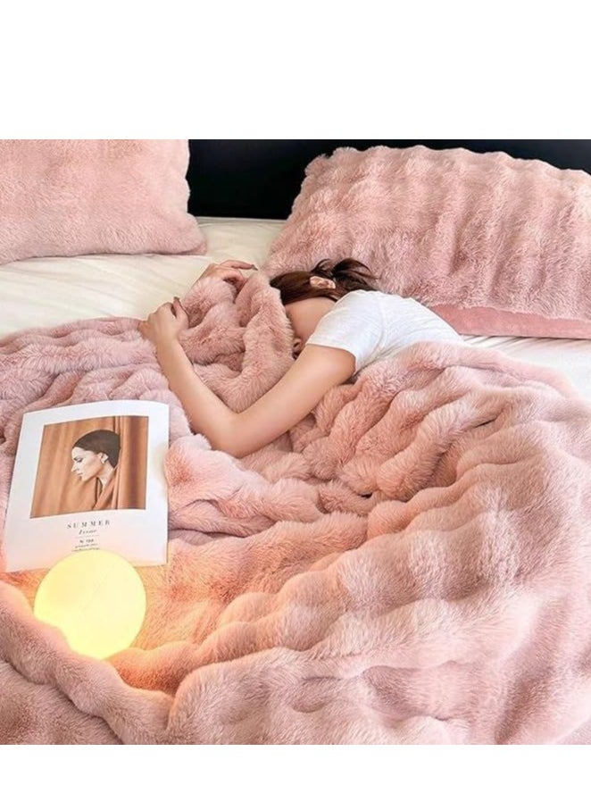 Soft Plush Throw Blanket ,Super Soft Cozy Fuzzy Blanket Faux Fur Blanket for Couch Bed and Sofa ,(100 x 150cm),( Pink)