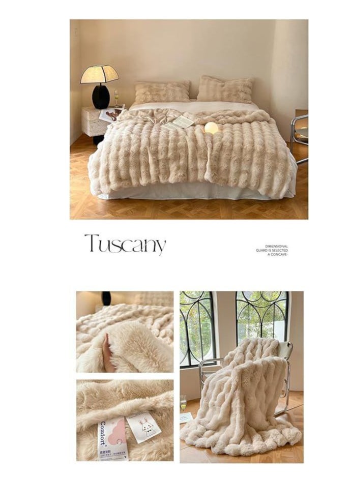 Soft Plush Throw Blanket ,Super Soft Cozy Fuzzy Blanket Faux Fur Blanket for Couch Bed and Sofa ,( 150 x 200cm,( Beige)