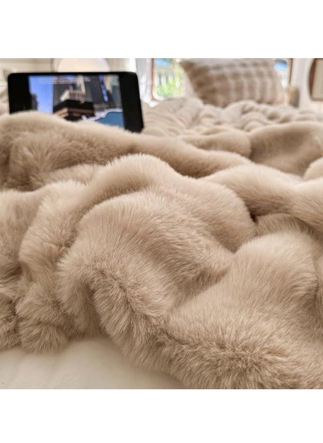 Soft Plush Throw Blanket ,Super Soft Cozy Fuzzy Blanket Faux Fur Blanket for Couch Bed and Sofa ,( 150 x 200cm,( Beige)