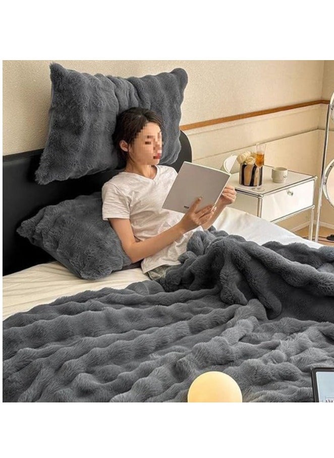 Soft Plush Throw Blanket ,Super Soft Cozy Fuzzy Blanket Faux Fur Blanket for Couch Bed and Sofa ,( 150 x 200cm,( Dark grey)