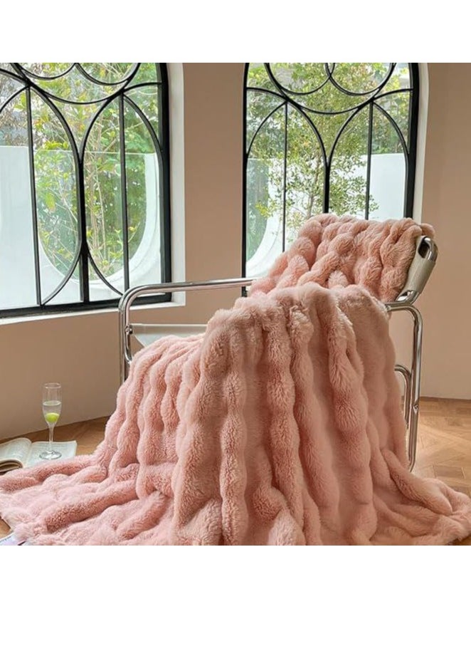 Soft Plush Throw Blanket ,Super Soft Cozy Fuzzy Blanket Faux Fur Blanket for Couch Bed and Sofa ,( 150 x 200cm,( Pink)