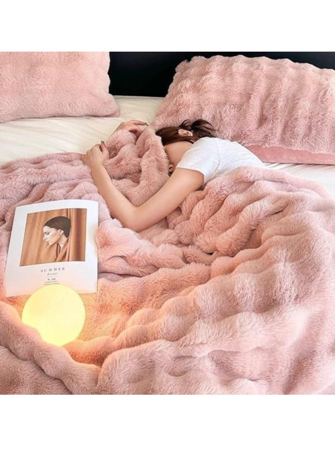 Soft Plush Throw Blanket ,Super Soft Cozy Fuzzy Blanket Faux Fur Blanket for Couch Bed and Sofa ,( 150 x 200cm,( Pink)