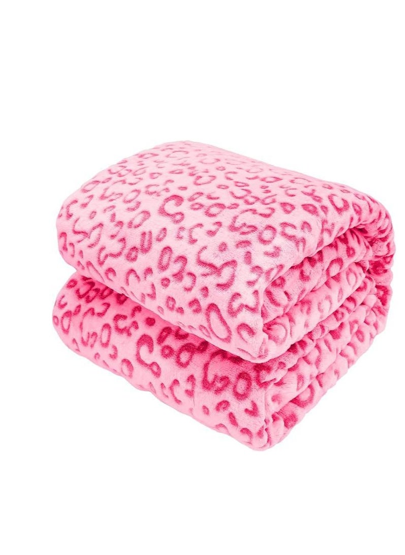 Cheetah Fleece Blanket Throw Blanket Cozy Warm Plush Leopard Blanket Pink Lightweight Blankets For Couch, Sofa, Bed, Camping, Travel 40x50inch,(Leopard Pink)