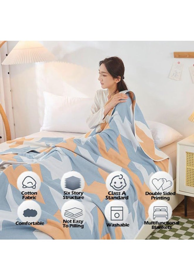 Cotton Throw Blanket, Single Size Thin Bed Blanket, 6 Layer Soft Cotton Yarn, For Sofa Bed Naps, 150x200cm, (Kilobirdie)