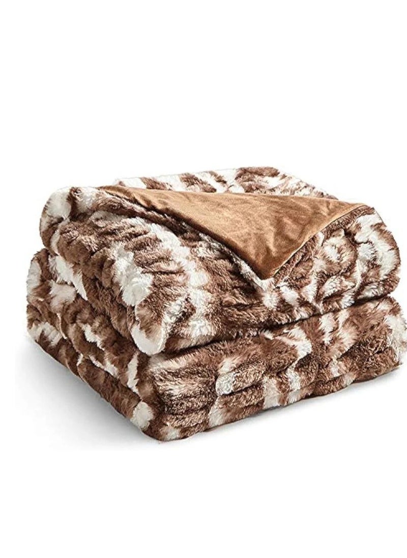 Fluffy Faux Fur Weighted Blanket ,Luxury & Fuzzy Blanket Throw, Cosy & Relaxing Blanket,(Coffee Color, 60''x80'' 20lbs)