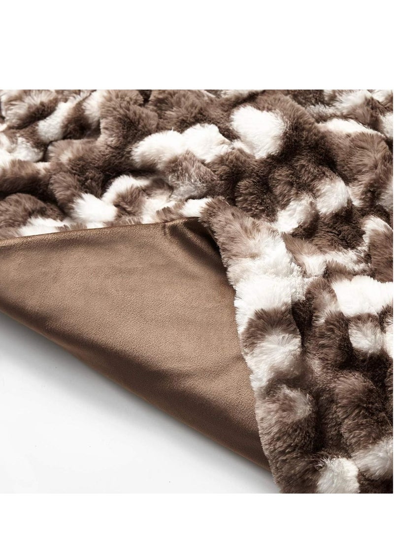 Fluffy Faux Fur Weighted Blanket ,Luxury & Fuzzy Blanket Throw, Cosy & Relaxing Blanket,(Coffee Color, 60''x80'' 20lbs)