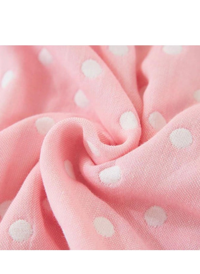 Cotton Throw Blanket, Double Size Thin Bed Blanket, 6 Layer Soft Cotton Yarn, For Sofa Bed Naps, 180x200cm, (Dot Pink)