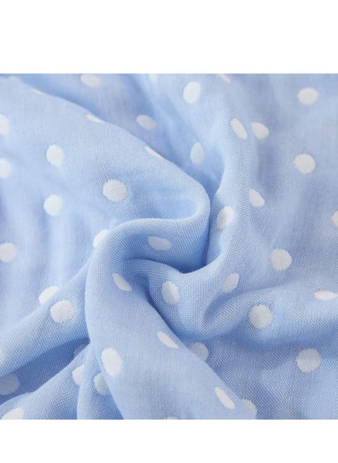 Cotton Throw Blanket, Double Size Thin Bed Blanket, 6 Layer Soft Cotton Yarn, For Sofa Bed Naps, 180x200cm, (Dot Blue)