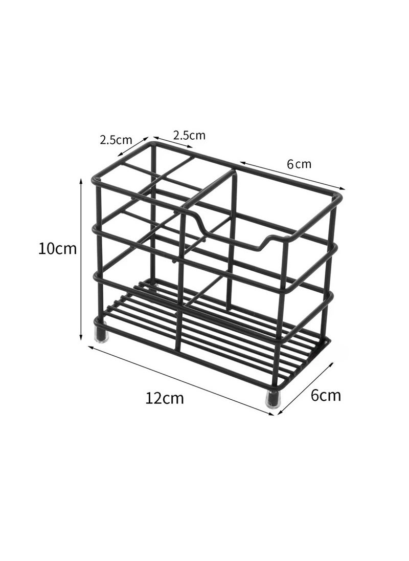 Household stainless steel toothbrush holder hollow wall hanging punch-free electric toothbrush holder bathroom storage toothpaste holderBlack small four-grid desktop (inside box) Black small four-grid desktop (inside box)