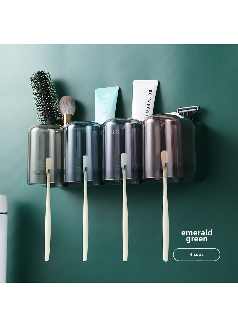 Wall-Mounted Toothbrush Holder SetLight luxury green [4 Cup toothbrush holder]] Light luxury green [4 Cup toothbrush holder]]