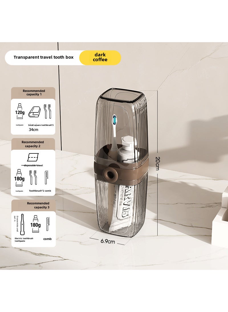 Luxury Portable Travel Toothbrush Cup SetTransparent coffee with deep coffee square Transparent coffee with deep coffee square