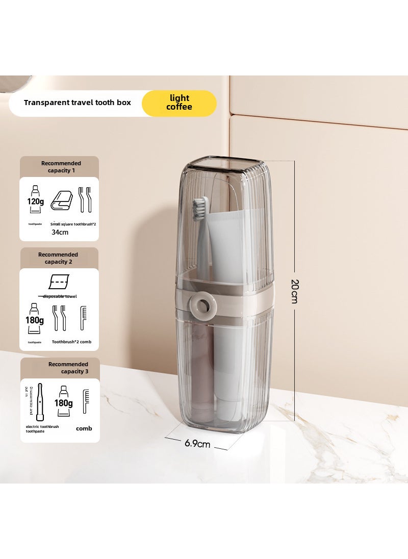 Luxury Portable Travel Toothbrush Cup SetTransparent black with light coffee square Transparent black with light coffee square