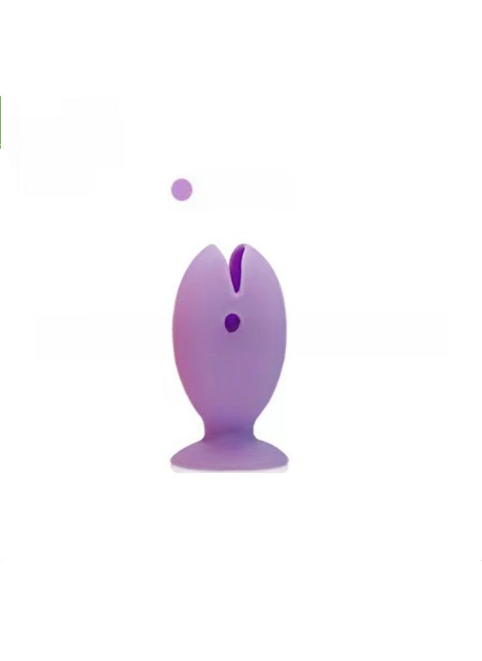 In stock silicone fish toothbrush holder toothbrush storage bag bathroom bathroom storage suction cup wall-mounted wash suit Lilac Purple