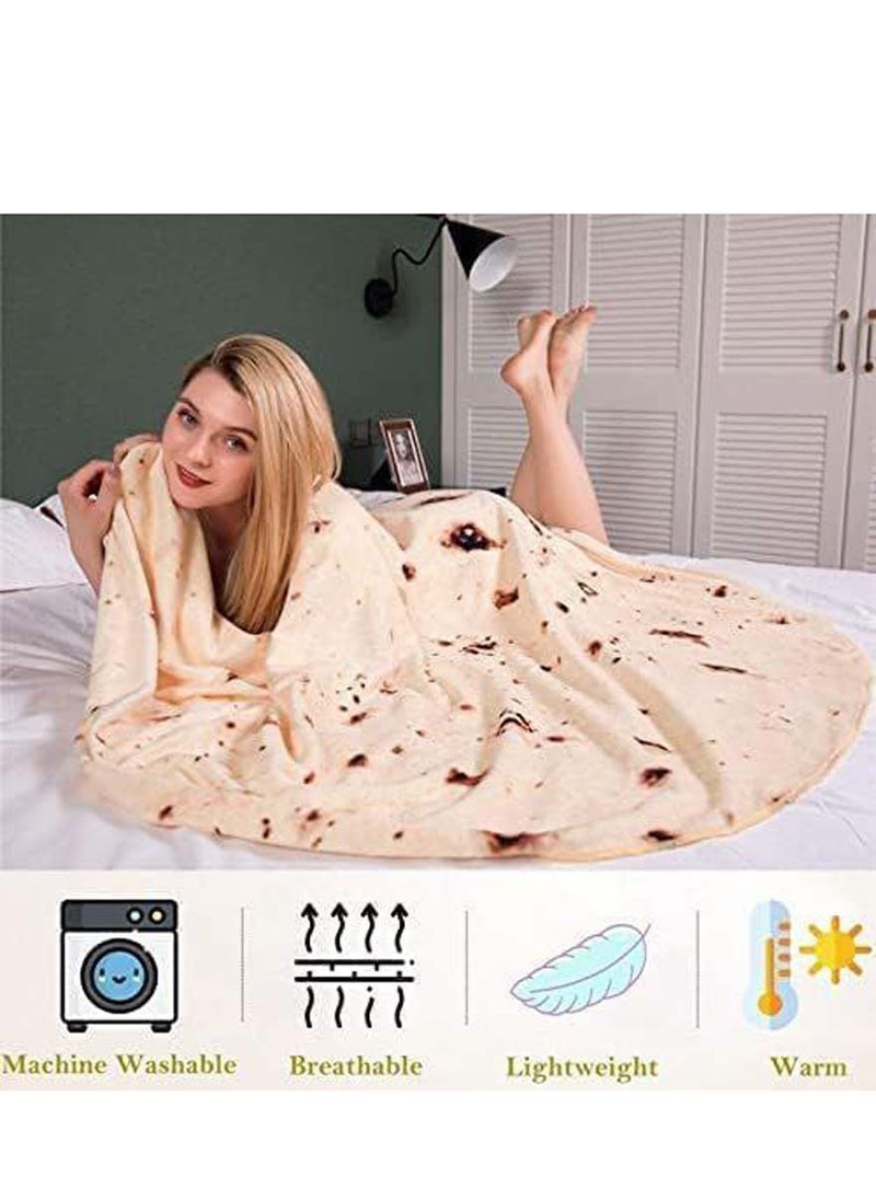 Burritos Tortilla Blanket Adult and Kids, Double Sided Giant Funny Realistic Food Throw Blankets, Novelty Soft and Comfortable Flannel Tortilla Blanket (60 Inches)