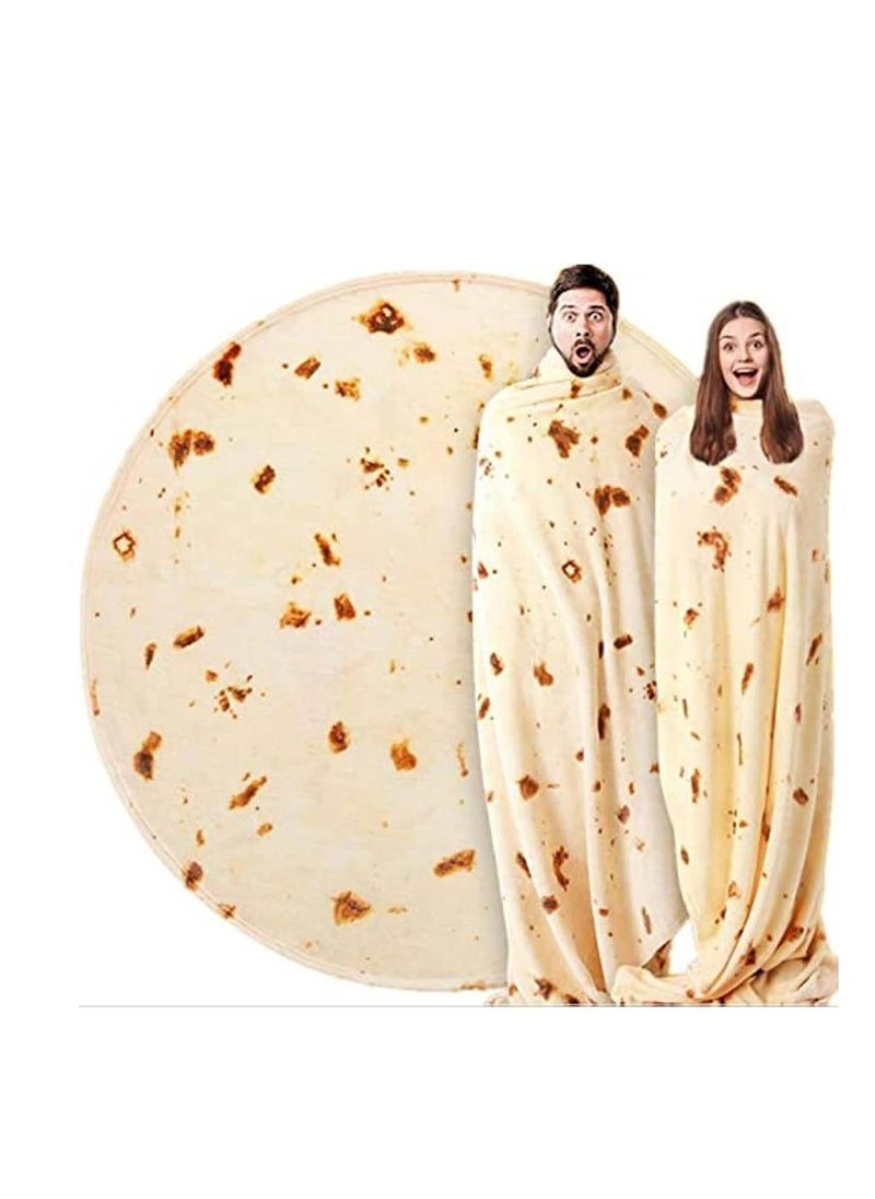 Burritos Tortilla Blanket Adult and Kids, Double Sided Giant Funny Realistic Food Throw Blankets, Novelty Soft and Comfortable Flannel Tortilla Blanket (60 Inches)