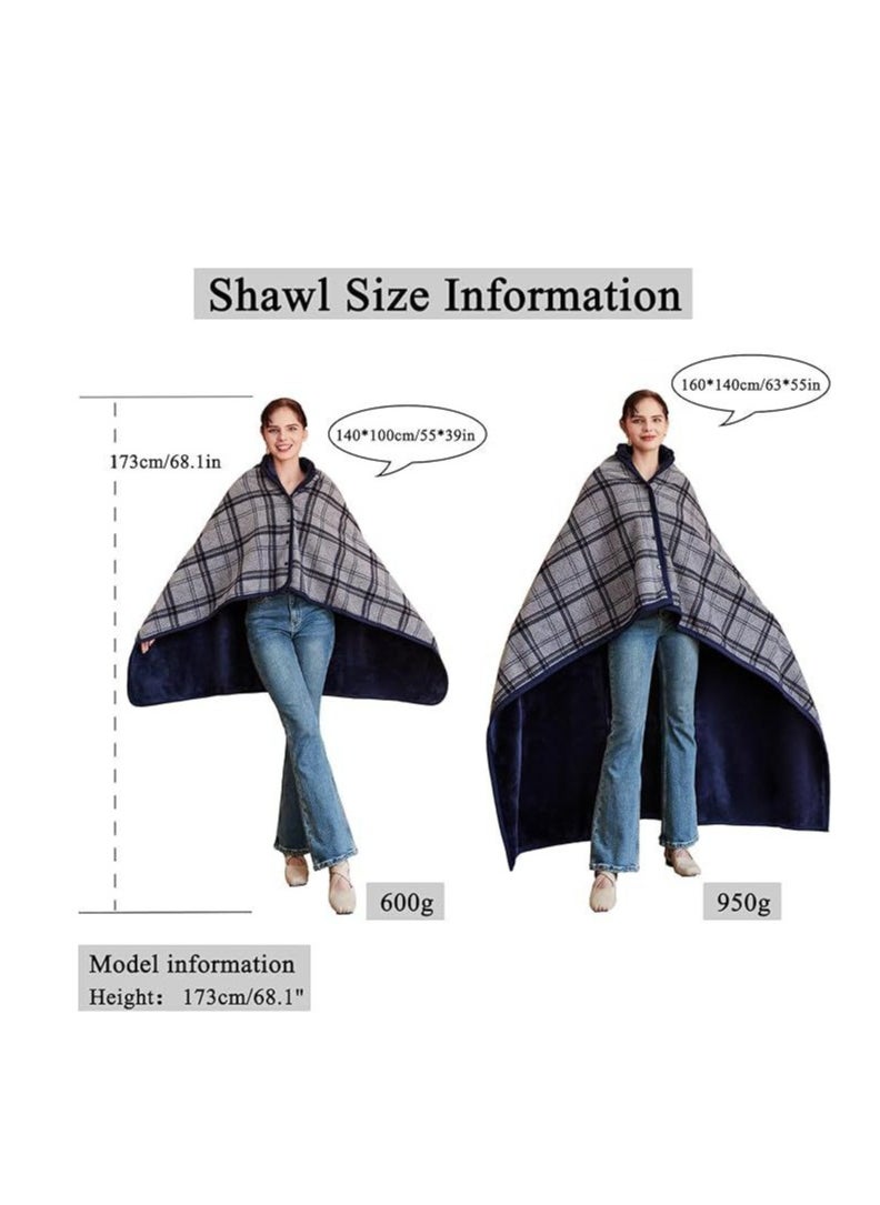 Fleece Wearable Blanket Oversized, Comfy Lightweight Lap Blanket Poncho Throw With Buttons, 63