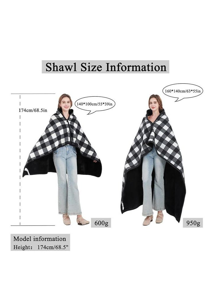 Fleece Wearable Blanket Oversized, Comfy Lightweight Lap Blanket Poncho Throw With Buttons, 63