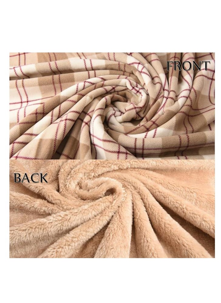 Fleece Wearable Blanket Oversized, Comfy Lightweight Lap Blanket Poncho Throw With Buttons, 63“X 55”(Brown)