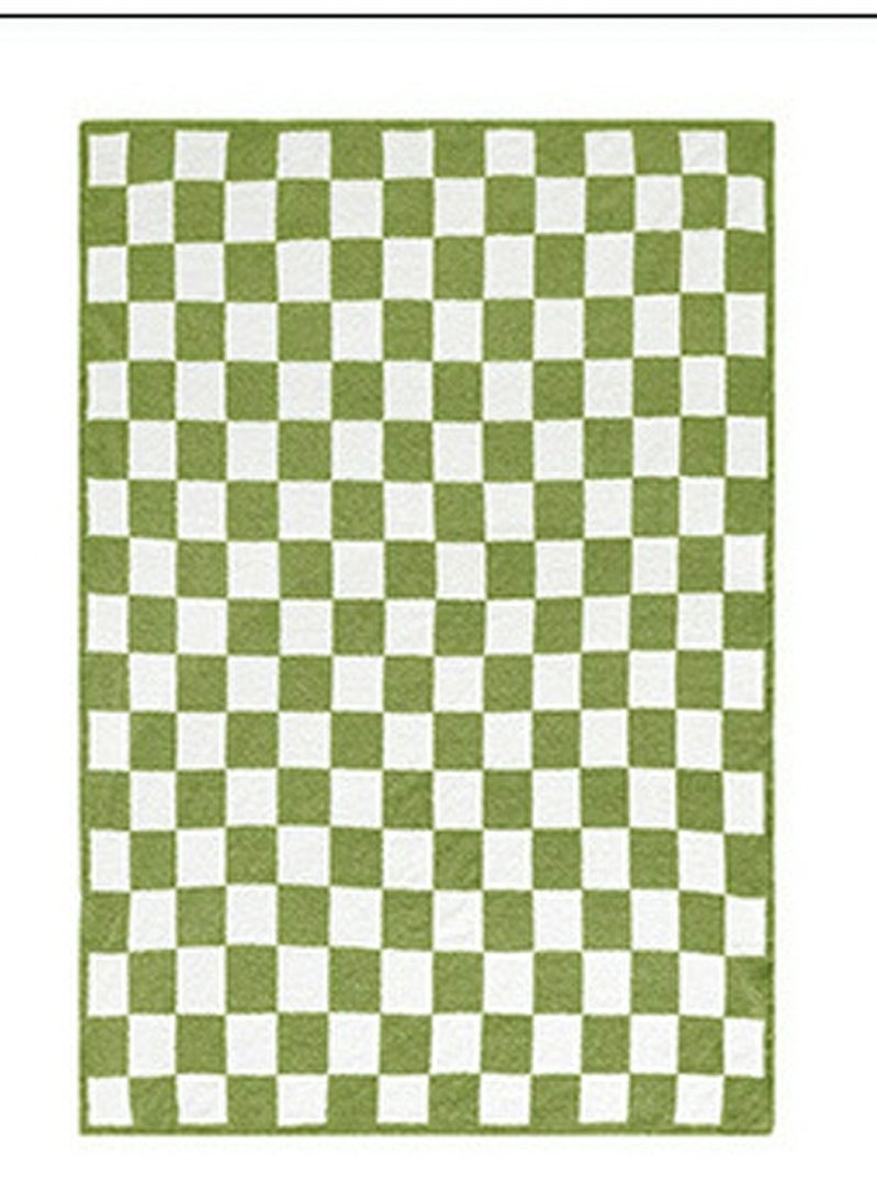 Checkerboard Pattern Soft Throw Blanket Keep Warm Green/White