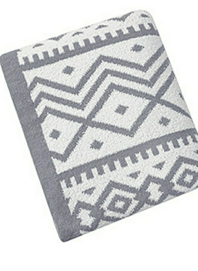 Bohemian Style Printed Soft Throw Blanket Keep Warm Grey/White